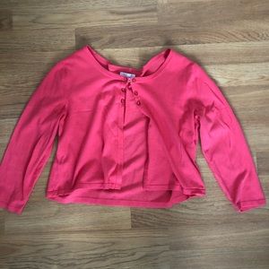 New York & Company Pink 3/4 Sleeve Cardigan